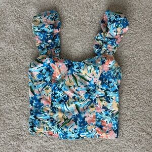 Abercrombie Bubble Strap Poplin Floral Top
